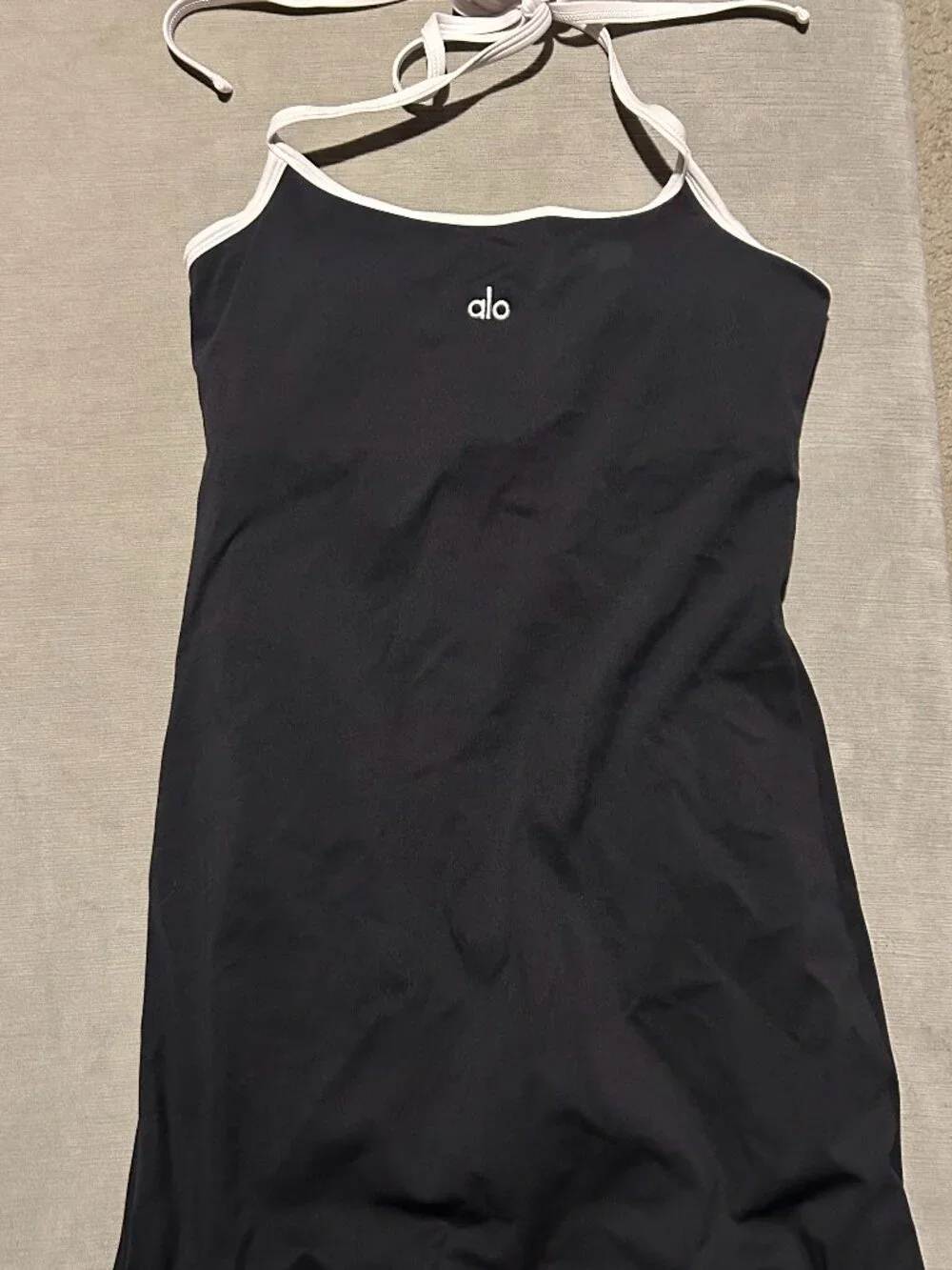 ALO YOGA Softsculpt Halter Dress - Black/White - Size Small